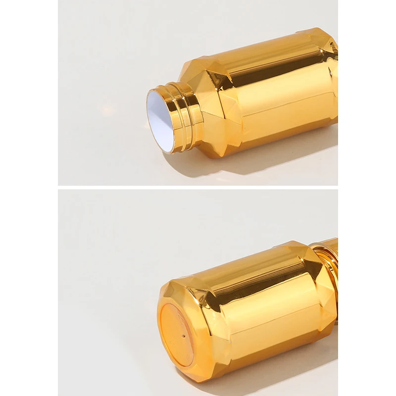 Wholesale Customization80 100 120 175 210ml PET Plastic Golden and silvery Surface Medicine Packaging Pill Powder Capsule Bottle