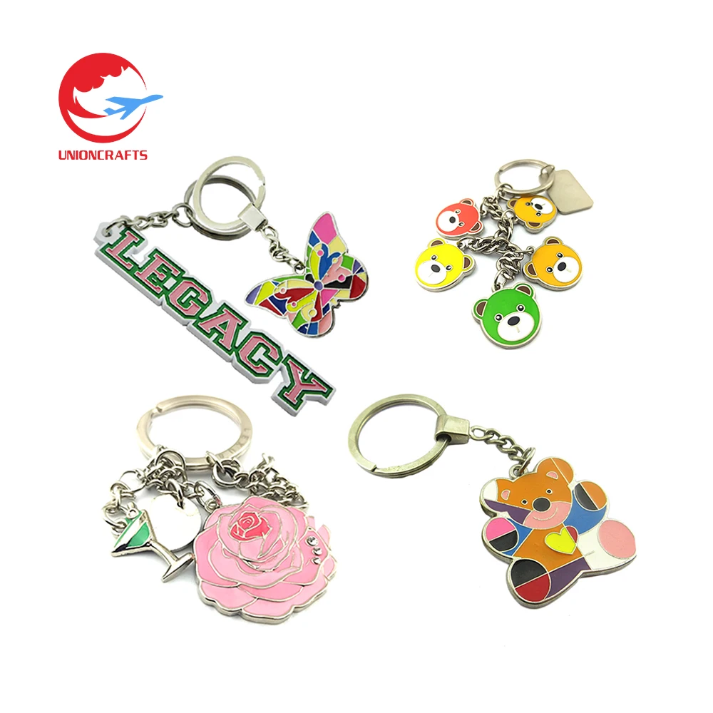 Designer wholesale custom funny keychain ring making supplies charm airplane bear spinner rope coffee butterfly letter keychains