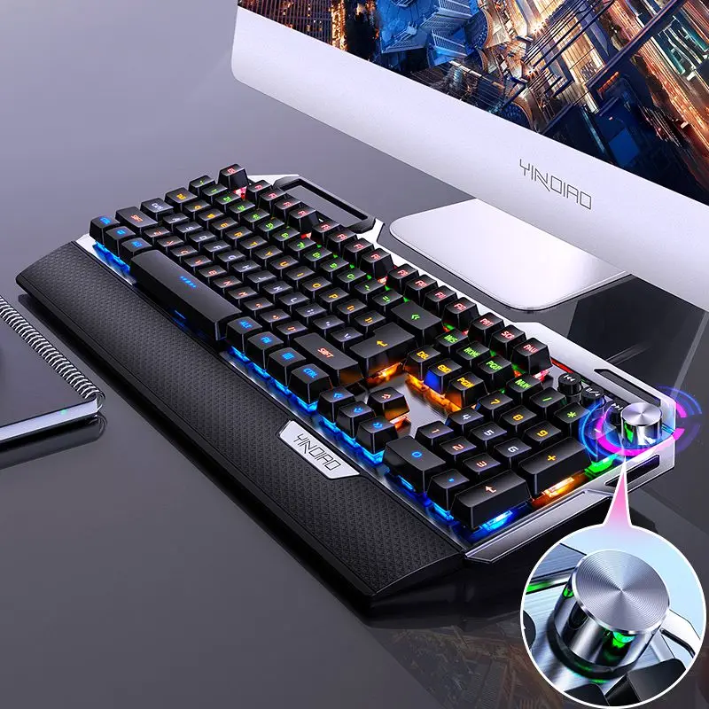New K100 True Mechanical Axis Keyboard With Hand Rest Phone Holder 104 Keys RGB Backlit Usb Wired Gaming Mechanical Keyboard