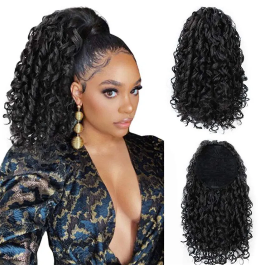 
Wig Female African Small Curly Ponytail Chemical Fiber Stretch Mesh Ponytail Wig Ponytail 
