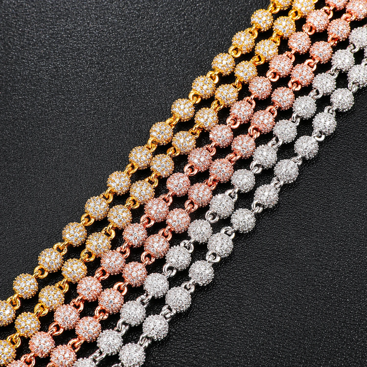 Fashion Jewelry Chain Necklace HipHop Style Real 14K 18K Solid Gold diamond bead Chain bracelet jewelry for men