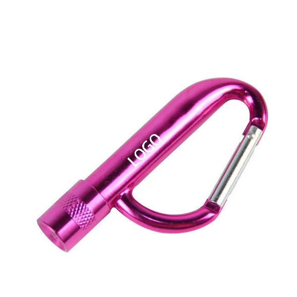 Wholesale Customized Logo LED Carabiner Aluminum Alloy Mini Flashlight Portable Outdoor LED Keychain