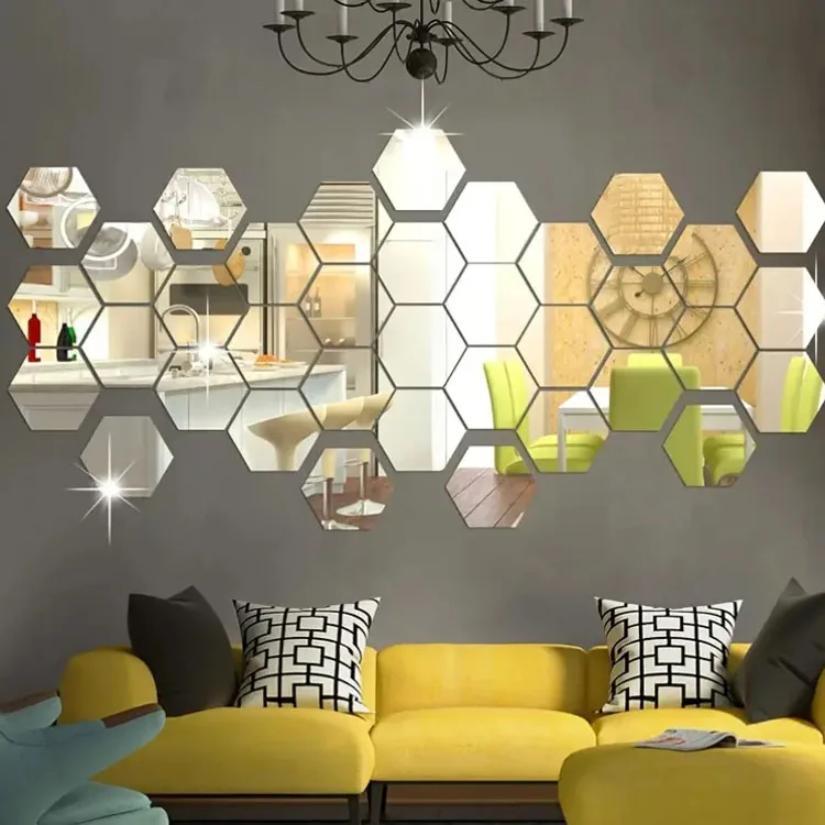 Flexible Customized Size Gold Sliver Acrylic 3D Mirror Sheets Wall Sticker Decoration