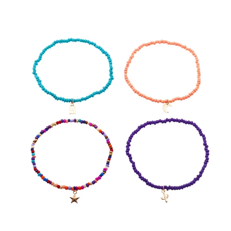  Bohemia Jewelry Colorful Women Anklet Beaded Anklets Lock And Key