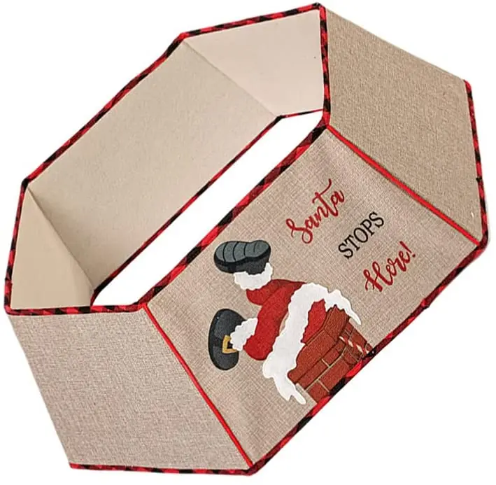 Christmas Tree Collar Skirt Red Truck Plaid Christmas Ring Base Basket Under Ornament Tree Stand Cover Floor Mat Rug