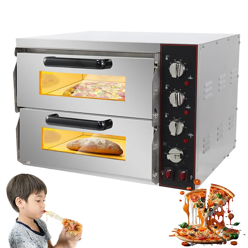 Counter Top Commercial Pizza Snack Oven Electric With Two Independent Chambers Pizza Oven Electric