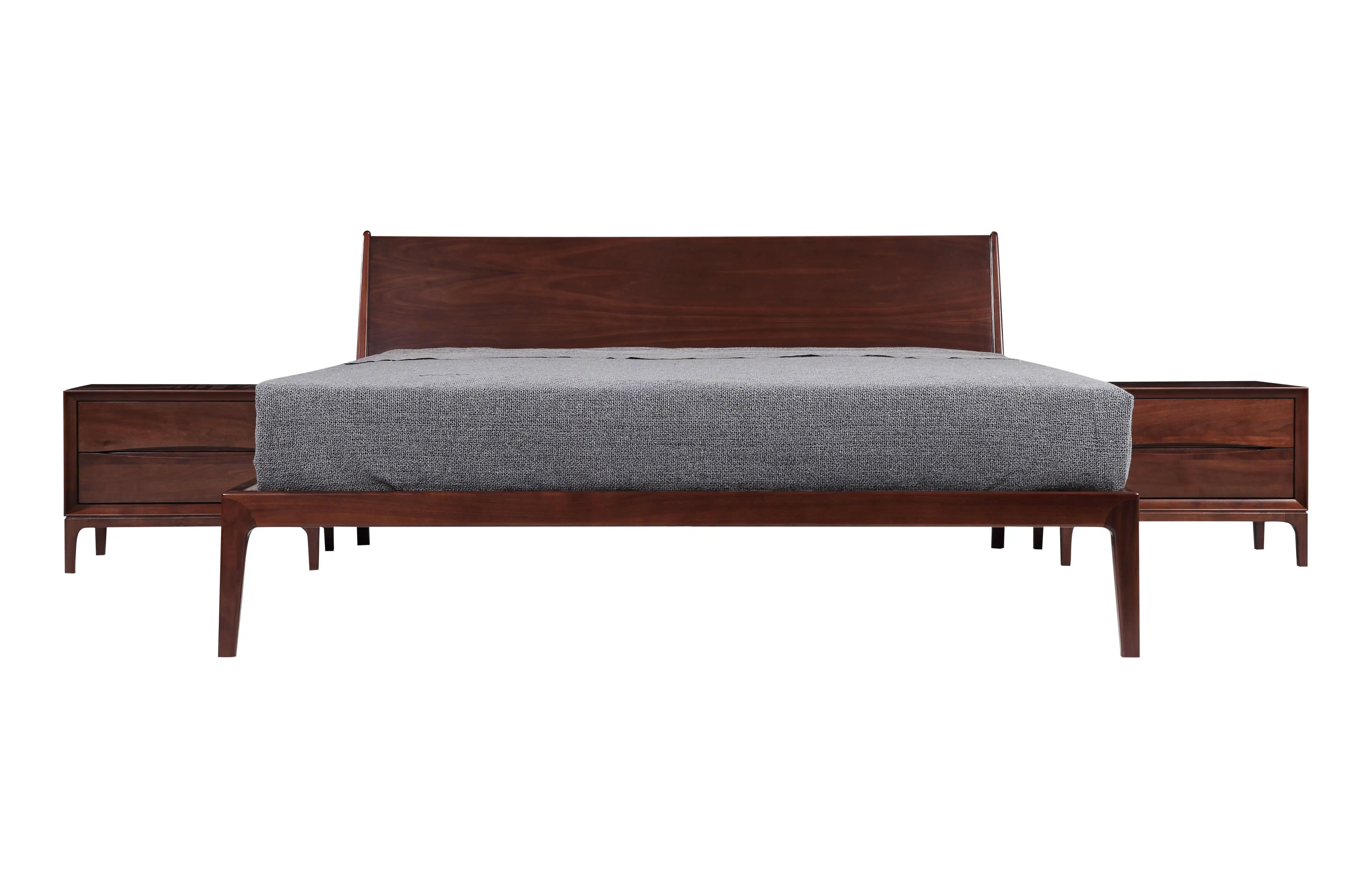 Modern design bedroom furniture king/queen size bed with MDF headboard solid wood bed