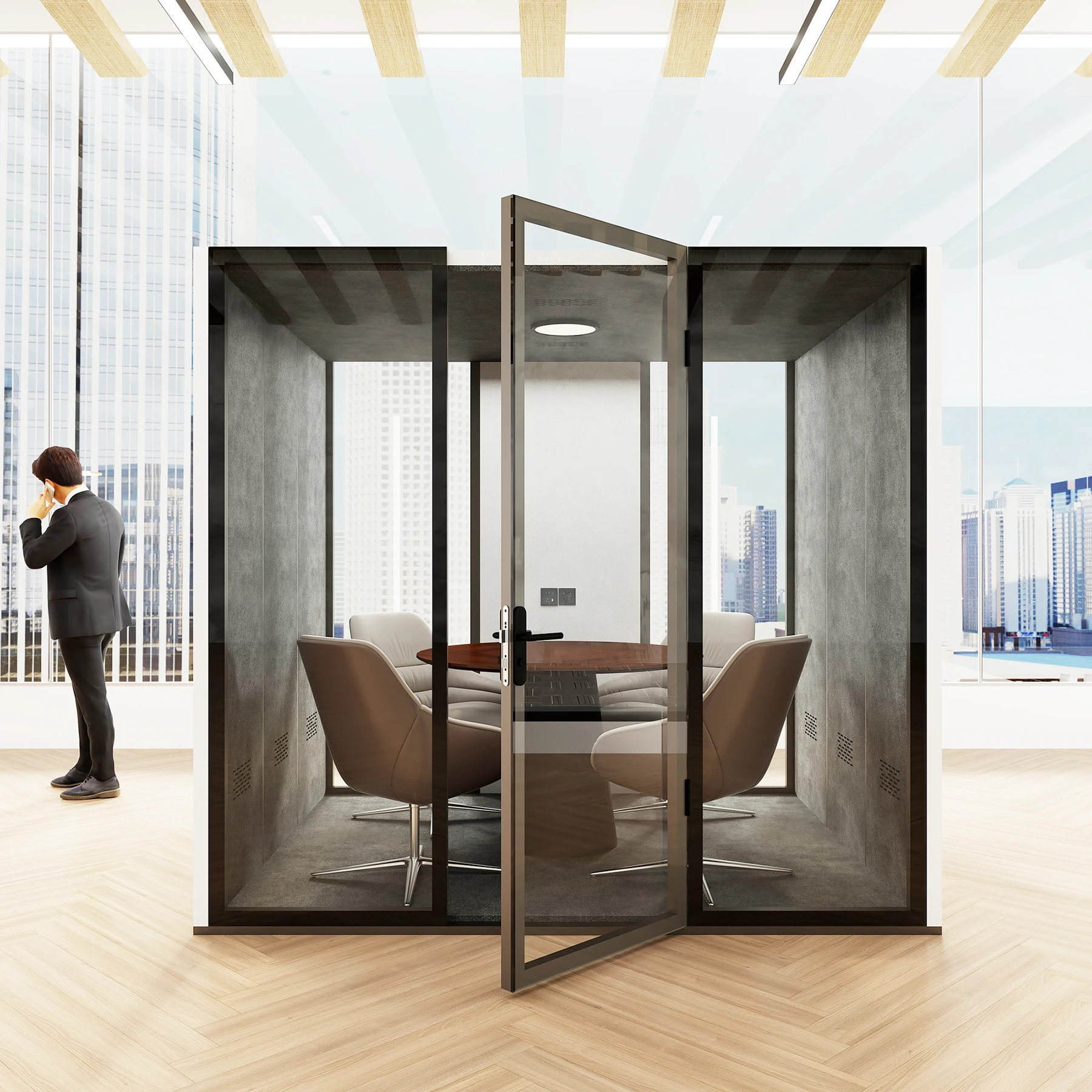 8-Seat Office Pod Acoustic Booth Quiet Meeting Room Telephone Soundproof Private Space Silence