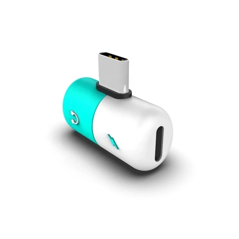 
 Mini portable 2 in 1 Pill Shape Splitter Capsule Adapter Dual charger 3.5mm Audio Splitter For Iphone 7/8/X /11/12  