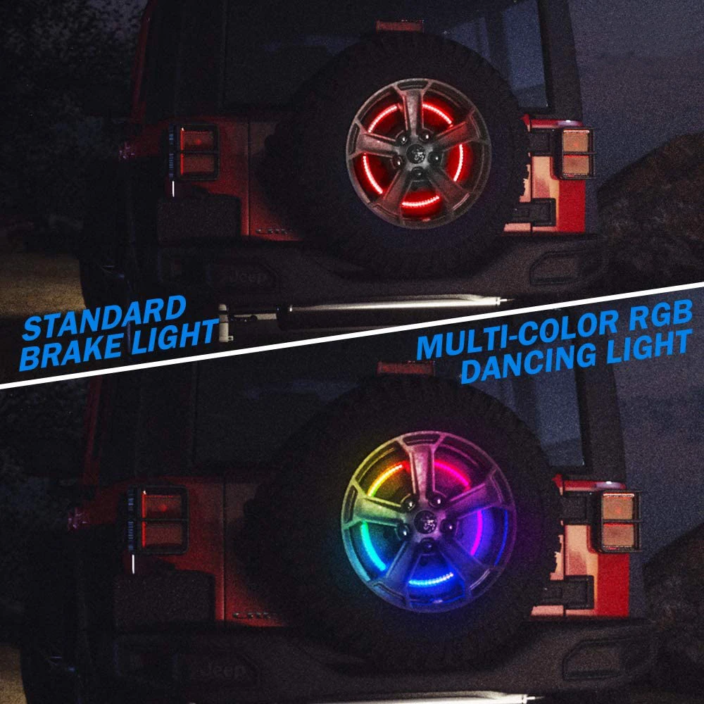 Remote Control Rgb Led Car Brake Light Round RGB Tire Break for Jeep Wrangler JK 2007-2018 JL
