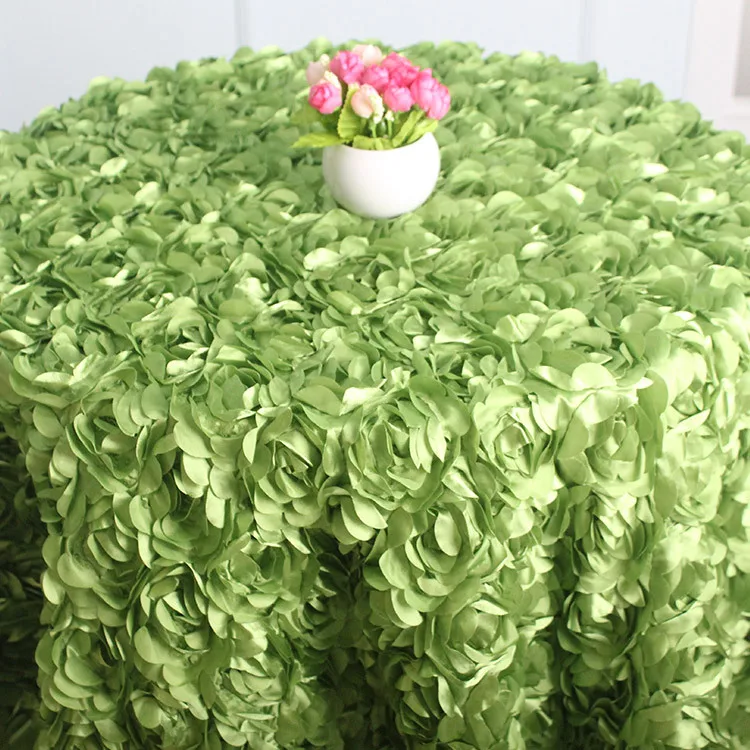 Wholesale Round Table Cover Wedding Party Event Rosette 3d Satin Tablecloth