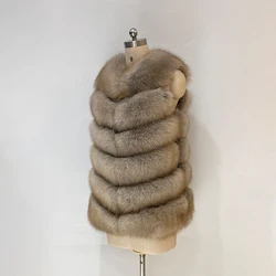 2022 Customized High Quality Sleeveless Luxury Real Fox Fur Floor Length Jacket Fur Fox Coat