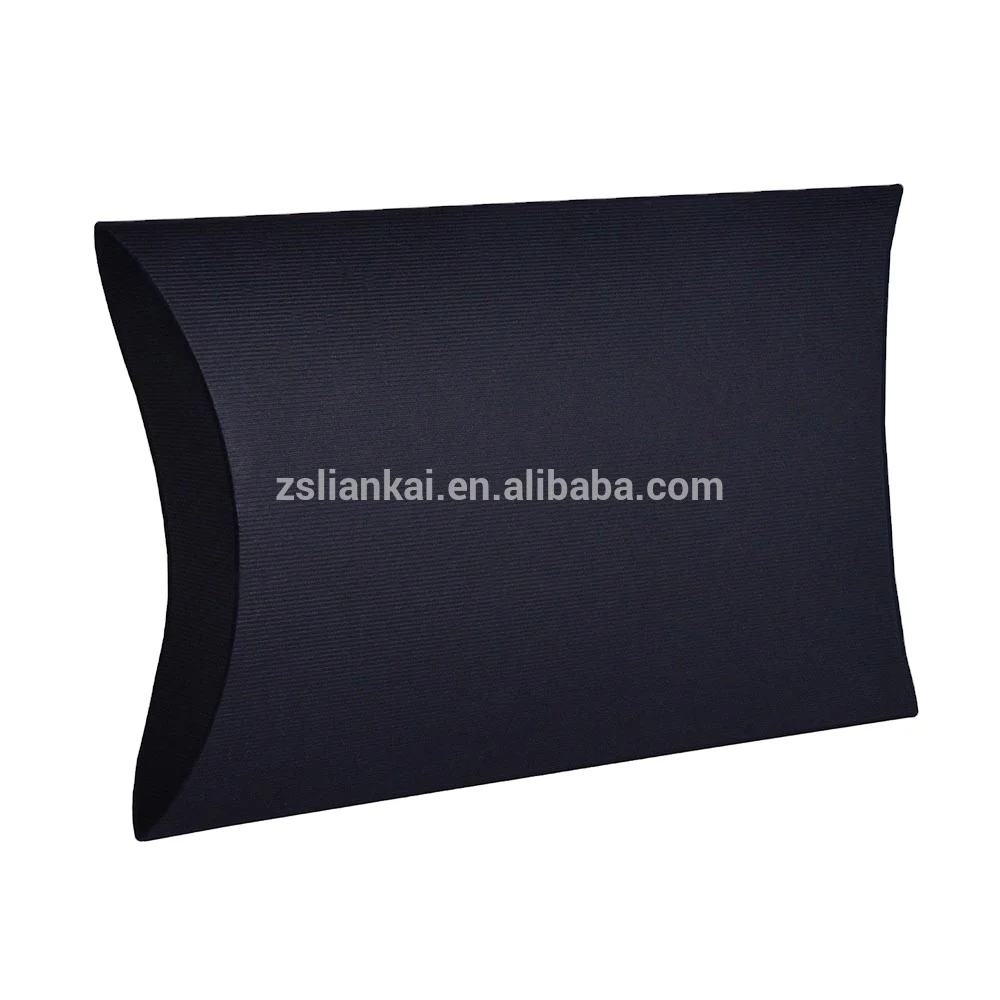 Matte Black Card Pillow Box Coated Paper for Packaging and Gift Wrap Recyclable Stamping Accept Glossy Lamination Customized