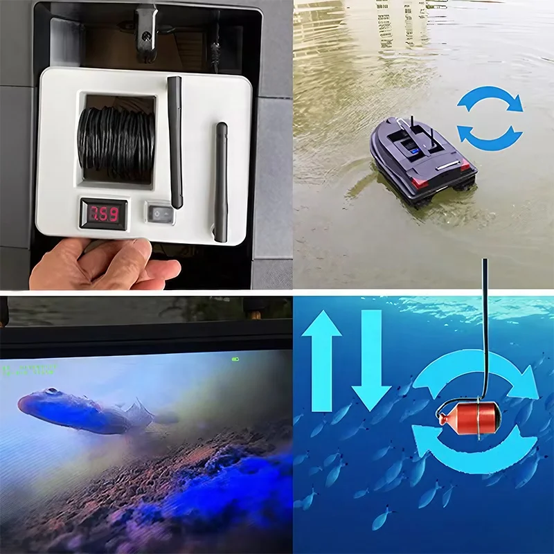 Updated TL 7inch 500M Fisheye Camera Sonar Waterproof Fishing Finder with Water Depth & Temperature