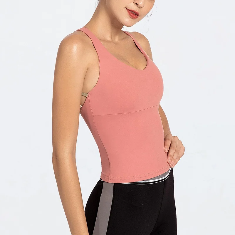  Ladies Cloth Solid Color Fitness Yoga Vest And Leggings Gym