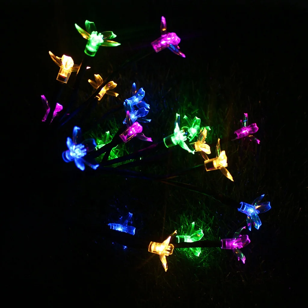 LED Light Outdoor Garden Yard Lawn Landscape Lamp Festival Garden Lawn Light Beautiful Multi-color Solar Power Sakura Flower CE
