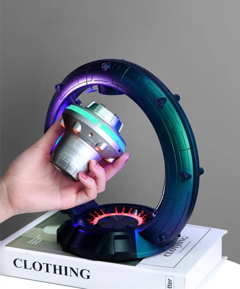 New Magnetic suspension wireless Blue tooth speaker Science fiction spacecraft RGB light touch control Desktop speaker Subwoofer