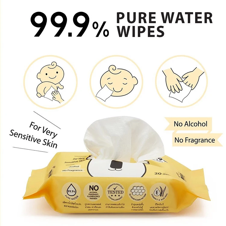 Lookon Пользовательские Биоразлагаемые влажные 99.9% чистые салфетки 80 листов детские лучшие