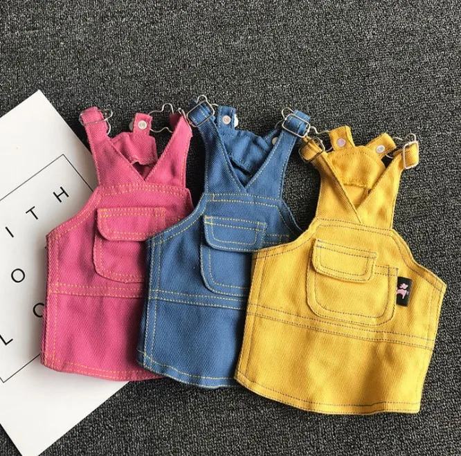 New style multi-colors cute pet clothes dog demin pet dress skirt yellow pink blue cowboy/jean dress for Teddy