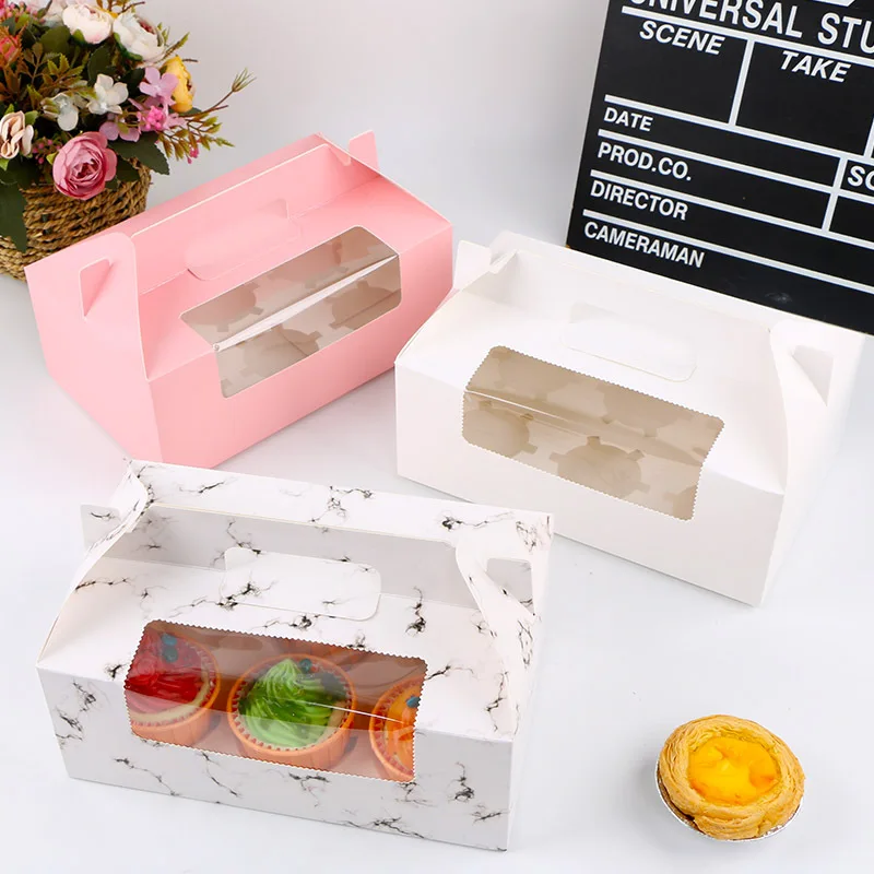 Best seller top handle paper cupcake box for 12pcs cupcakes