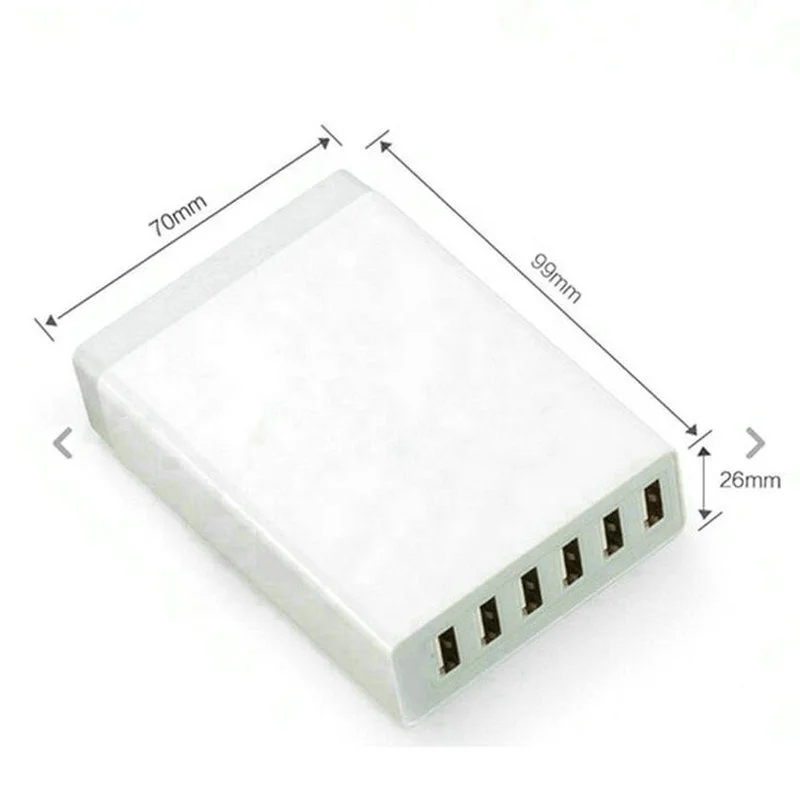 DC 5V 10A 50W 6 USB Port Wall Charger Certification 6 Ports Travel Charger With 1.6m Extension AC Power Cable For Cell Phone