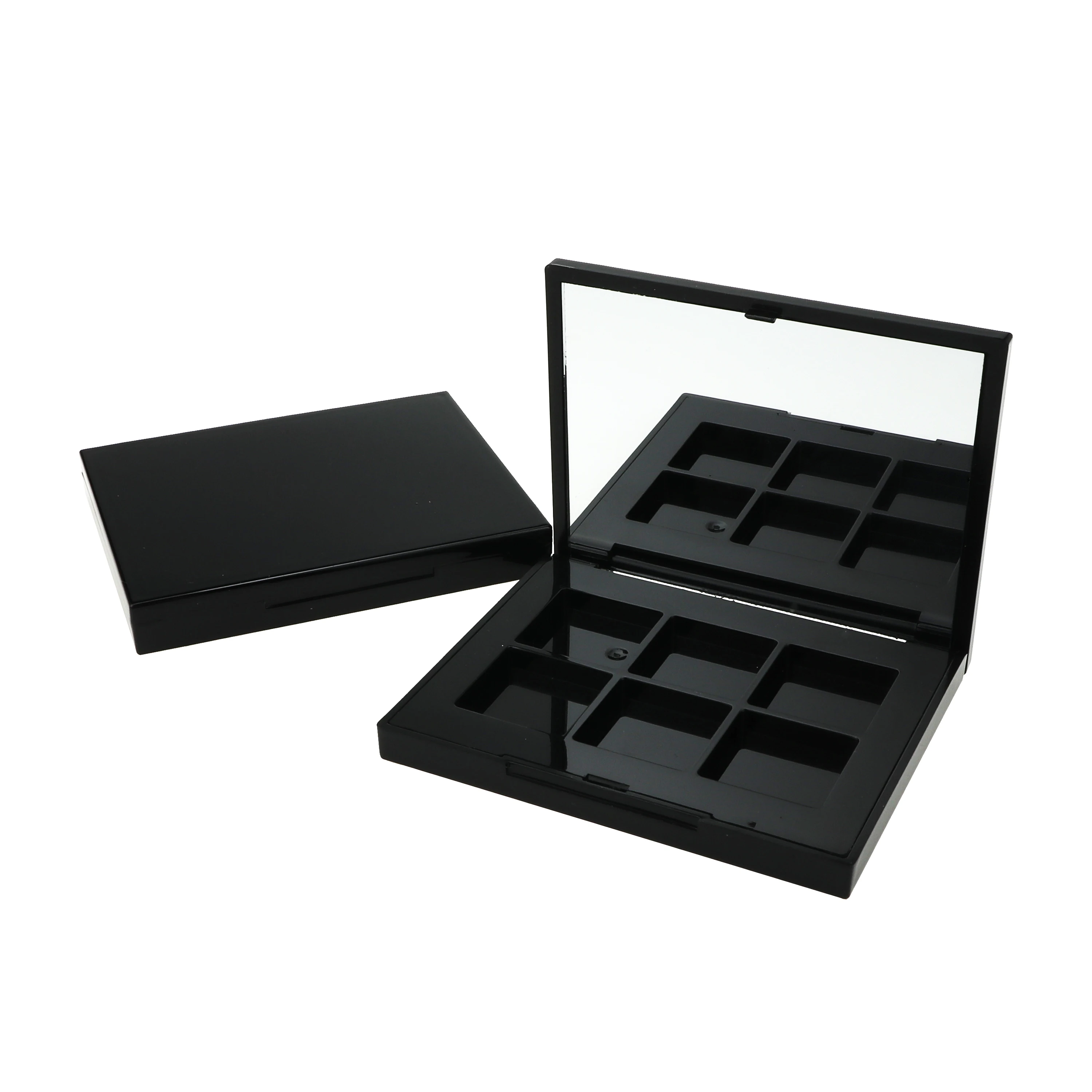 Custom Plastic Empty Cosmetic Packaging 6 Blocks Eyeshadow Pallet with Mirror