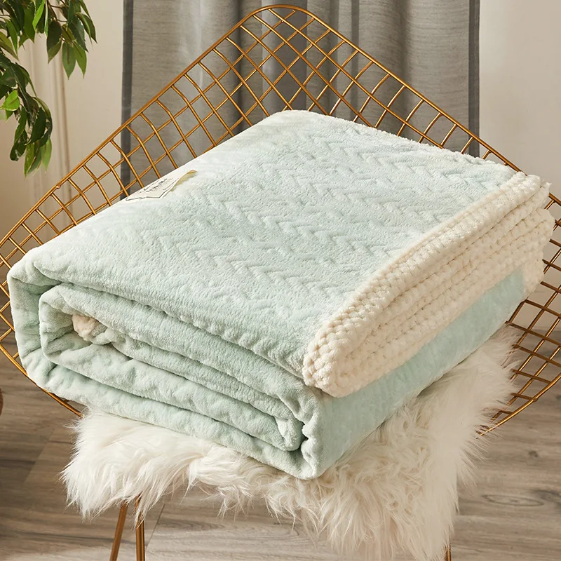 Luxury Soft Flannel Fleece Solid Color King100 Polyester Striped Chunky Knit Throw Blanket Bedspread Plush Baby Sofa The Blanket