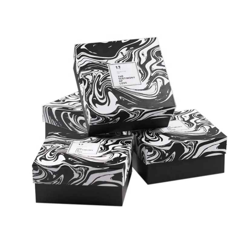 Gf Coffret Cadeau Business Premium Simople Portable Men Black Luxury Long Tall Rectangle Marble Gift 2021 Box With Lid Packaging