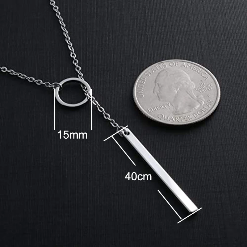 Изготовленное на заказ выгравированное имя логотипа 18k золото нержавеющая сталь Лариат бар ожерелье