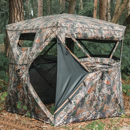 XiaSheng OEM Lightweight Portable Double Layer Camouflage Ground Tent Foldable Straight Bracing Type Hunting Blind for Slingshot