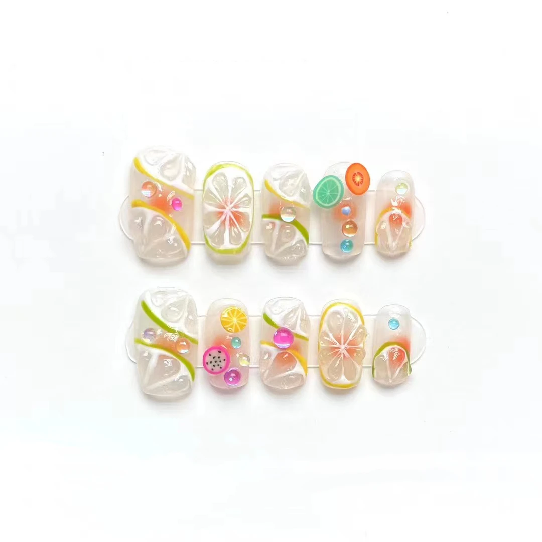 INS Handmade Exquisite Fashion Design 10-Piece ABS Press on Nails Art Box Bag Private Labeling Custom Fingernails for Fingers