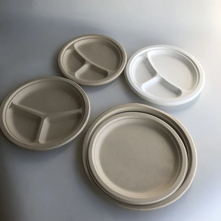 Biodegradable Compostable Eco Friendly Disposable Bagasse Pulp Takeaway  Paper Custom To Go Plates