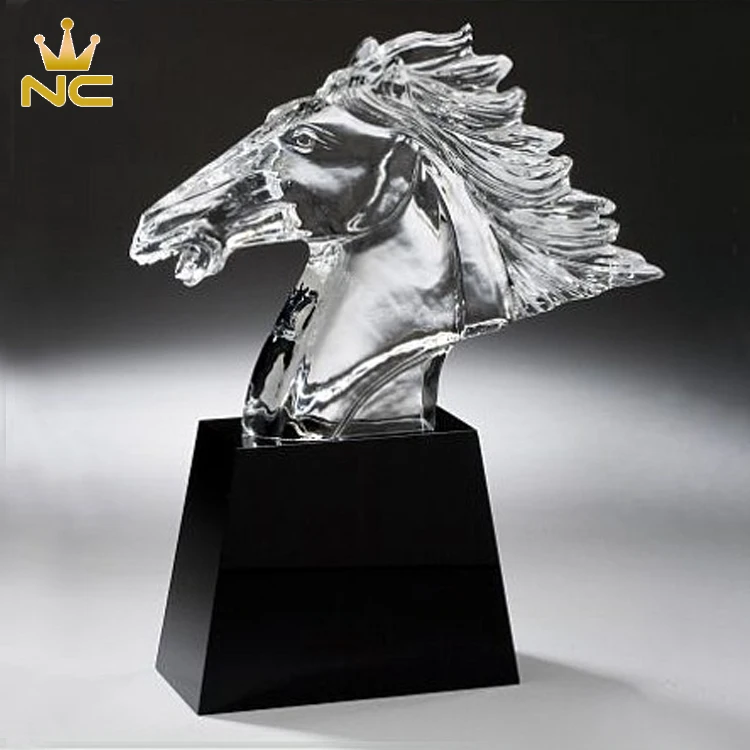 High Quality Mustang Crystal Horse Award For Horse Head Statue Business Trophy Souvenirs