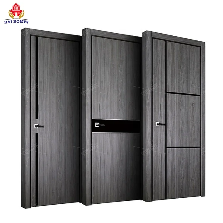 Bedroom internal office core solid upvc flash fire frames waterproof of Wooden Panel Modern Bathroom Design Interior WPC Door