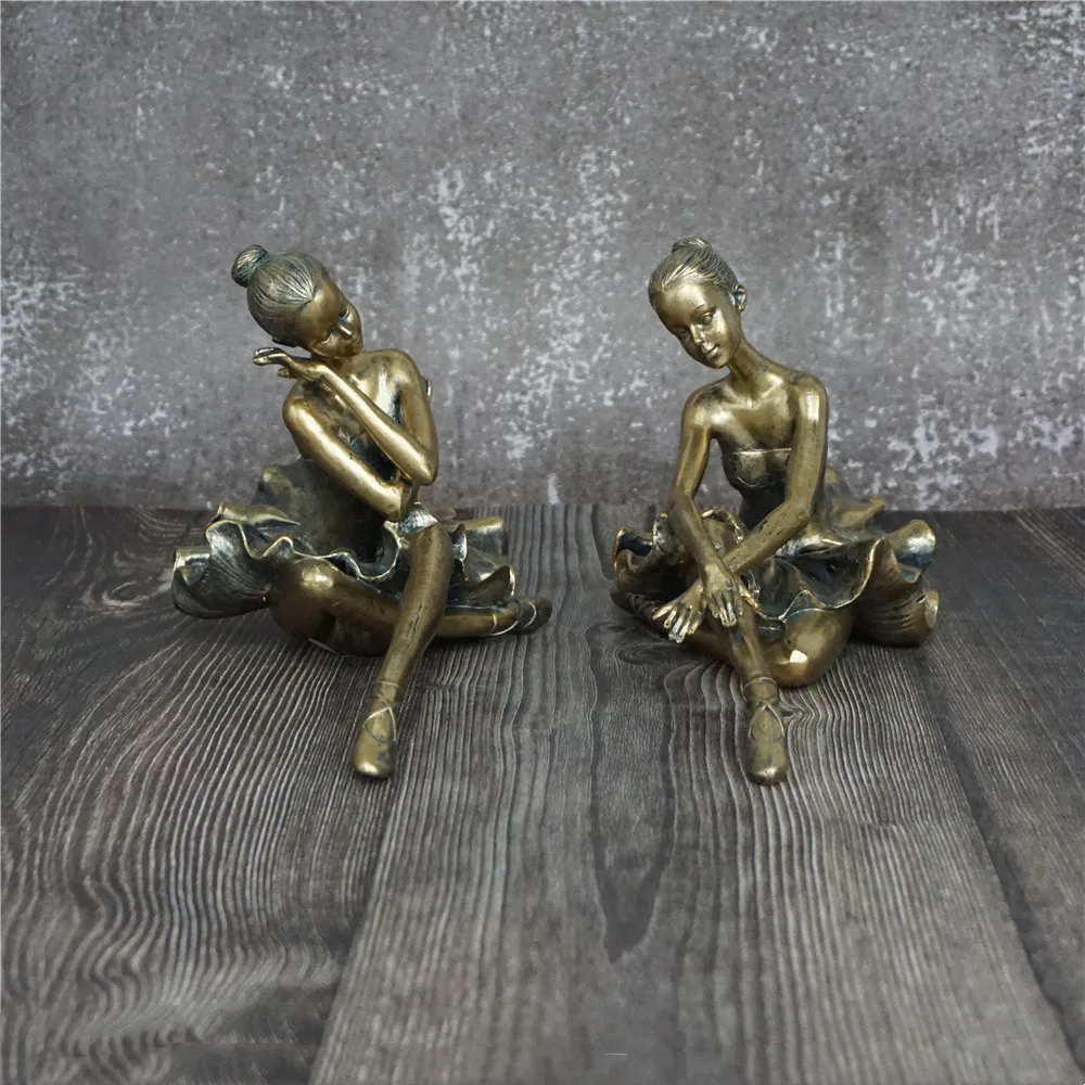 Ballet Dancer Resin Statue Ballerina Girl Desk Ornament Nordic Art Sculpture  Custom Figurines Dancing Girl Bronze Sculpture