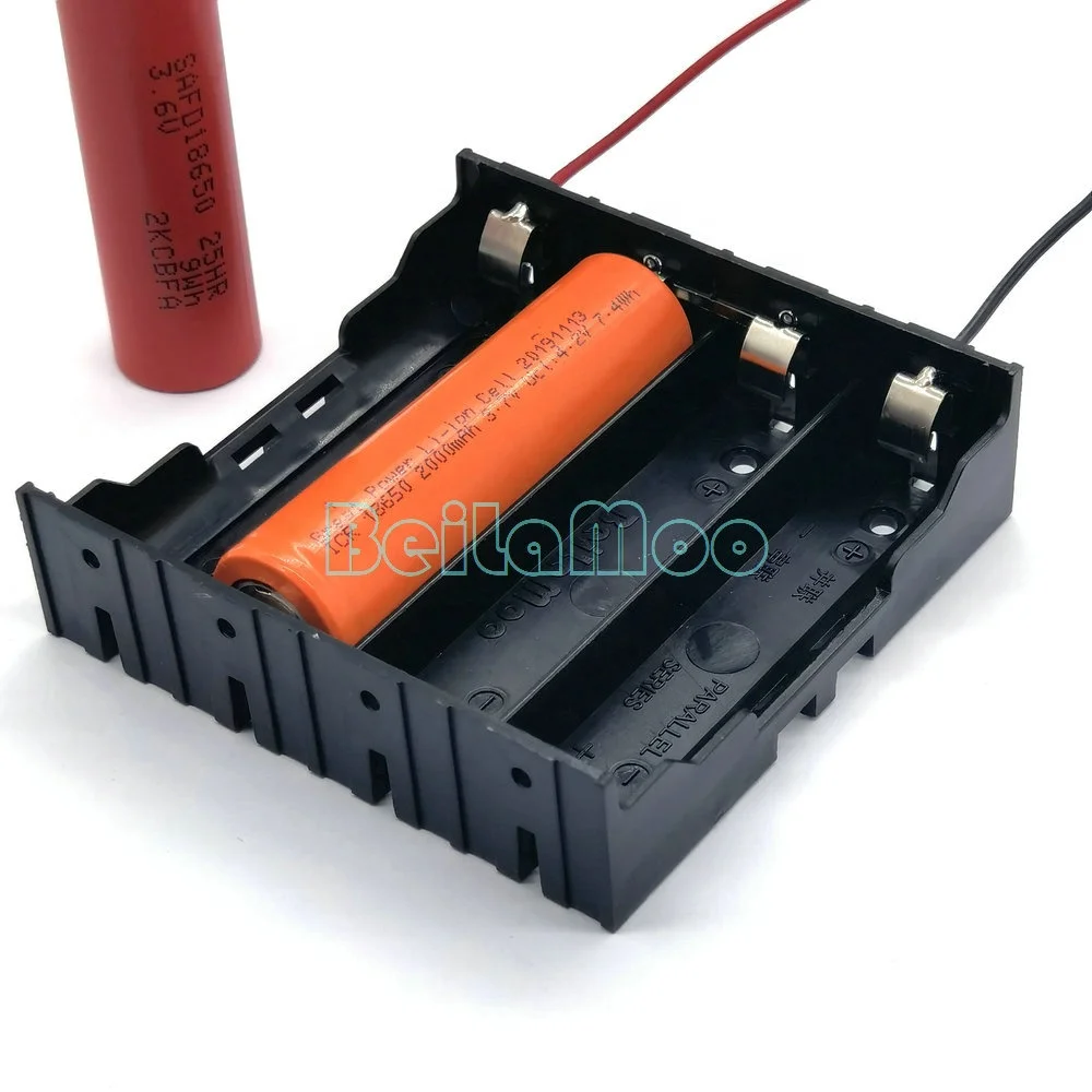 Beilamoo Four Series 18650 cell box with wire leads 14.8V DC Voltage 1865 batt holder BLM battery case