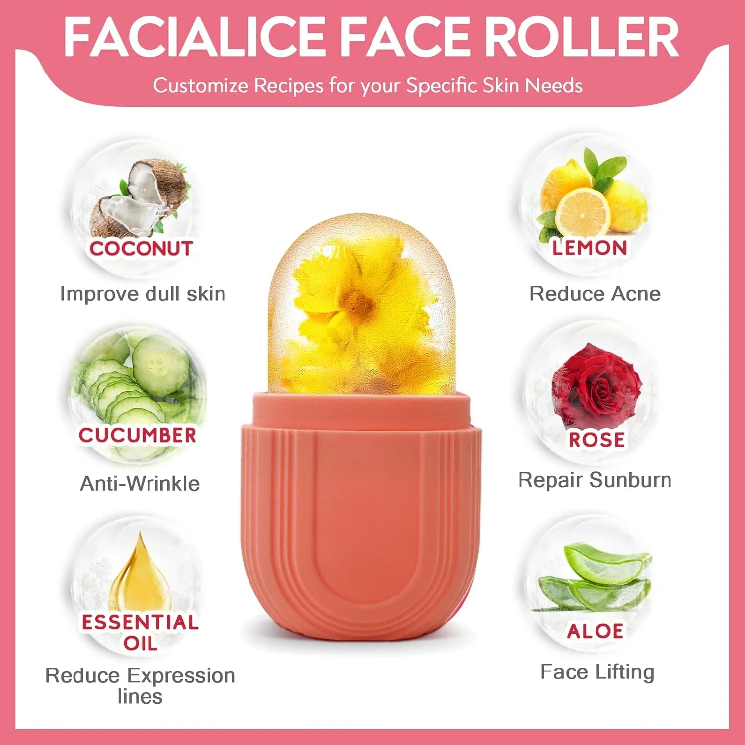 Amazon hot sales Cooling Facial Eye Body Silicon Silicone Ice Roller For Face