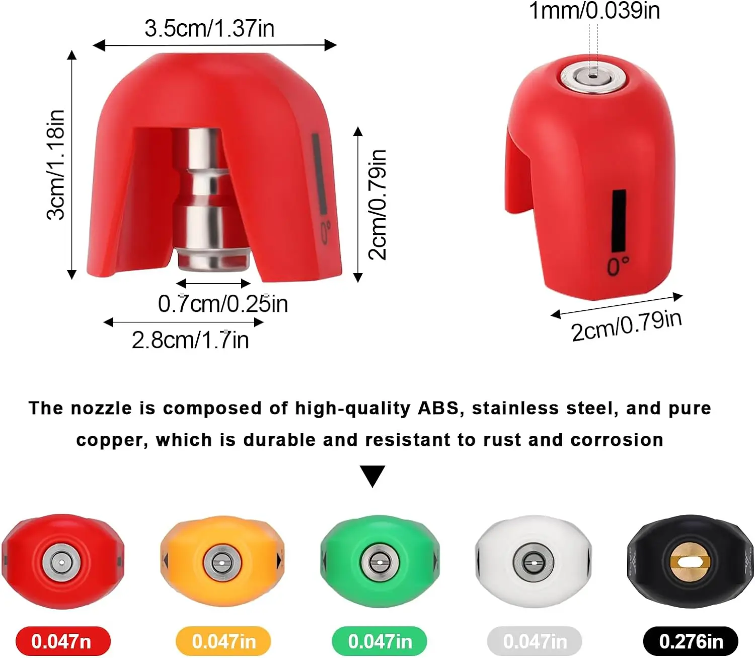 4000PSI 3.0 U Type 1/4 Inch Stainless Steel Quick Connect High Pressure Washer Nozzle