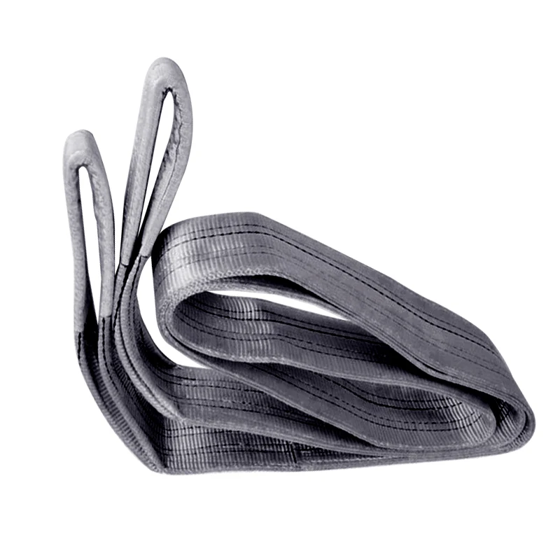 
100% polyester flat woven double eyes 4 ton webbing lifting belt sling 