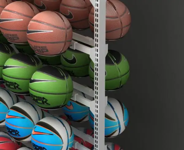 Store Double Sided Basketball Football Volleyball Hook Metal Display Stand Sports Ball Equipment Storage Rack