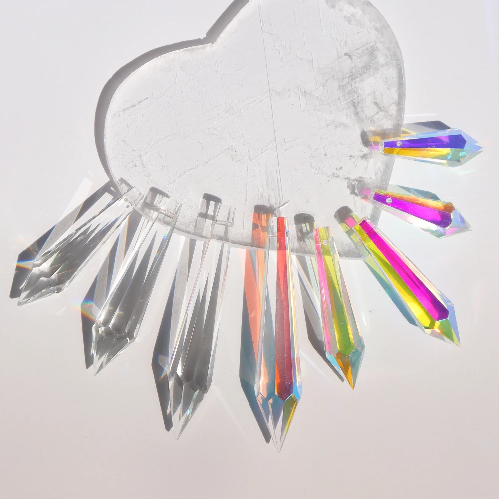 AB prism crystal 38mm 55mm 63mm 76mm crystal chandelier icicle drop pendant  wedding decorations DIY