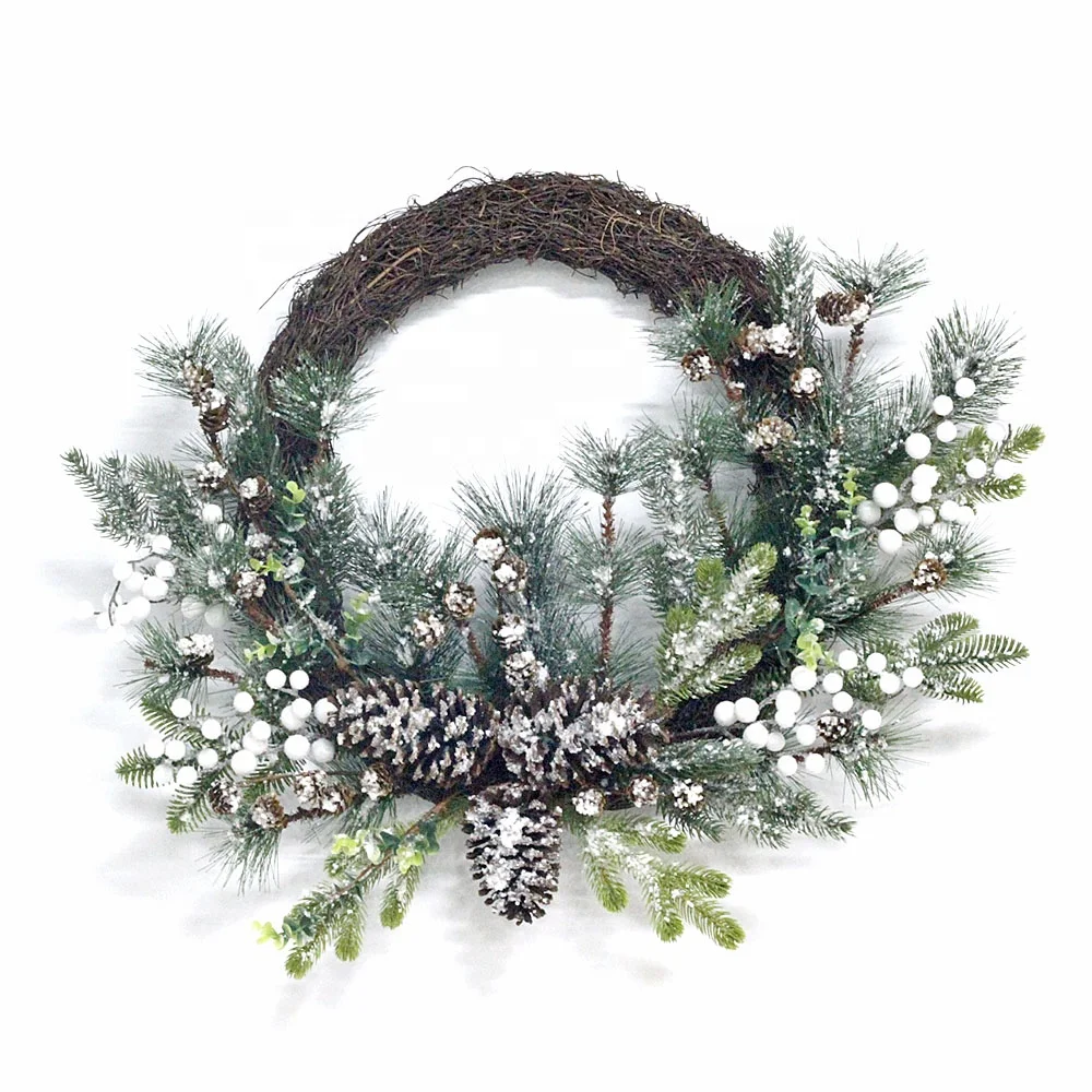 Customized Decoration 18 20 22 24 inch Christmas Hanging Artificial Flowers Pine Garland Wreaths Decorative