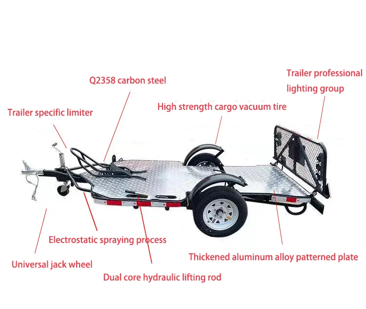 Hot single axle motorcycle trailer, hydraulic lift folding trailer
