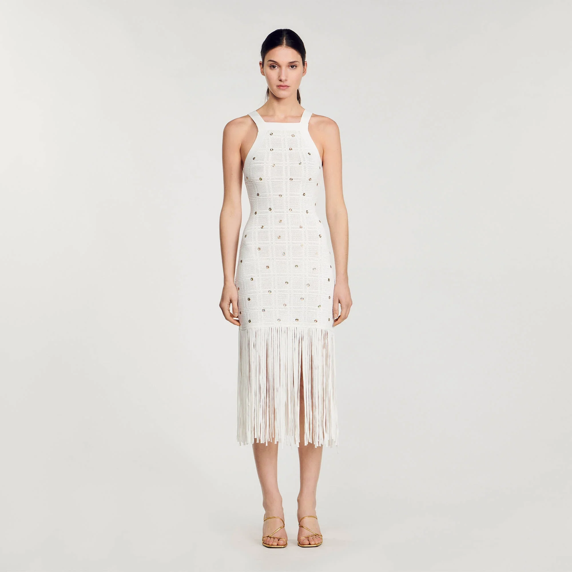 Bettergirl Custom High End New Sandro Dress French Robe Sandro 2024 Women Casual Knitted Midi Dresses Fashion Women CLothing