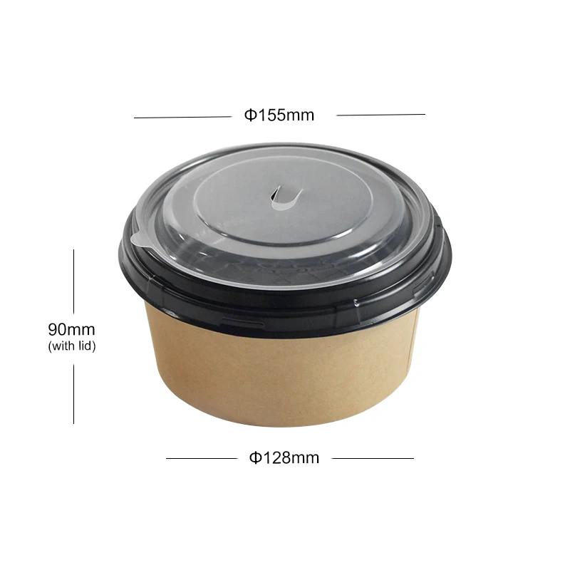 Factory Compostable Disposable 3-layers Paper Bowl With Lid Insert Tray Hot Food Plates Bowls