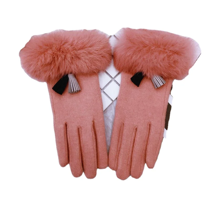 2021 Winter Cashmere wool gloves touch screen keep warm gloves for ladies