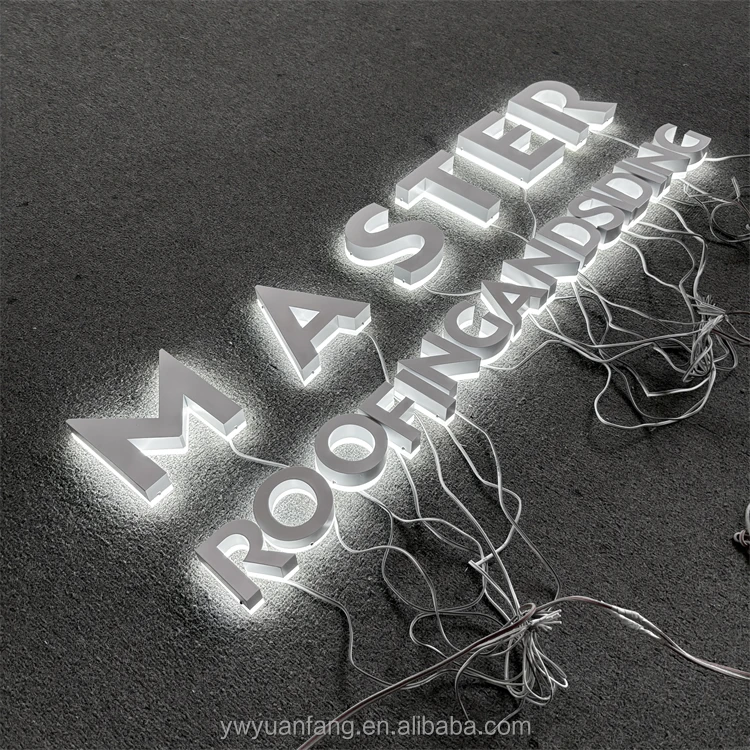 Custom 3D Metal Stainless Steel Channel Logo Outdoor Led Light Backlit Letters Salon Company Mall Decorations