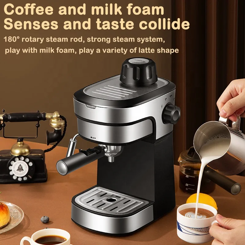 Semi-Automatic Coffee Maker Machine 240ML Espresso Machine 5 Bar Cappuccino Latte Frothing Coffee Maker