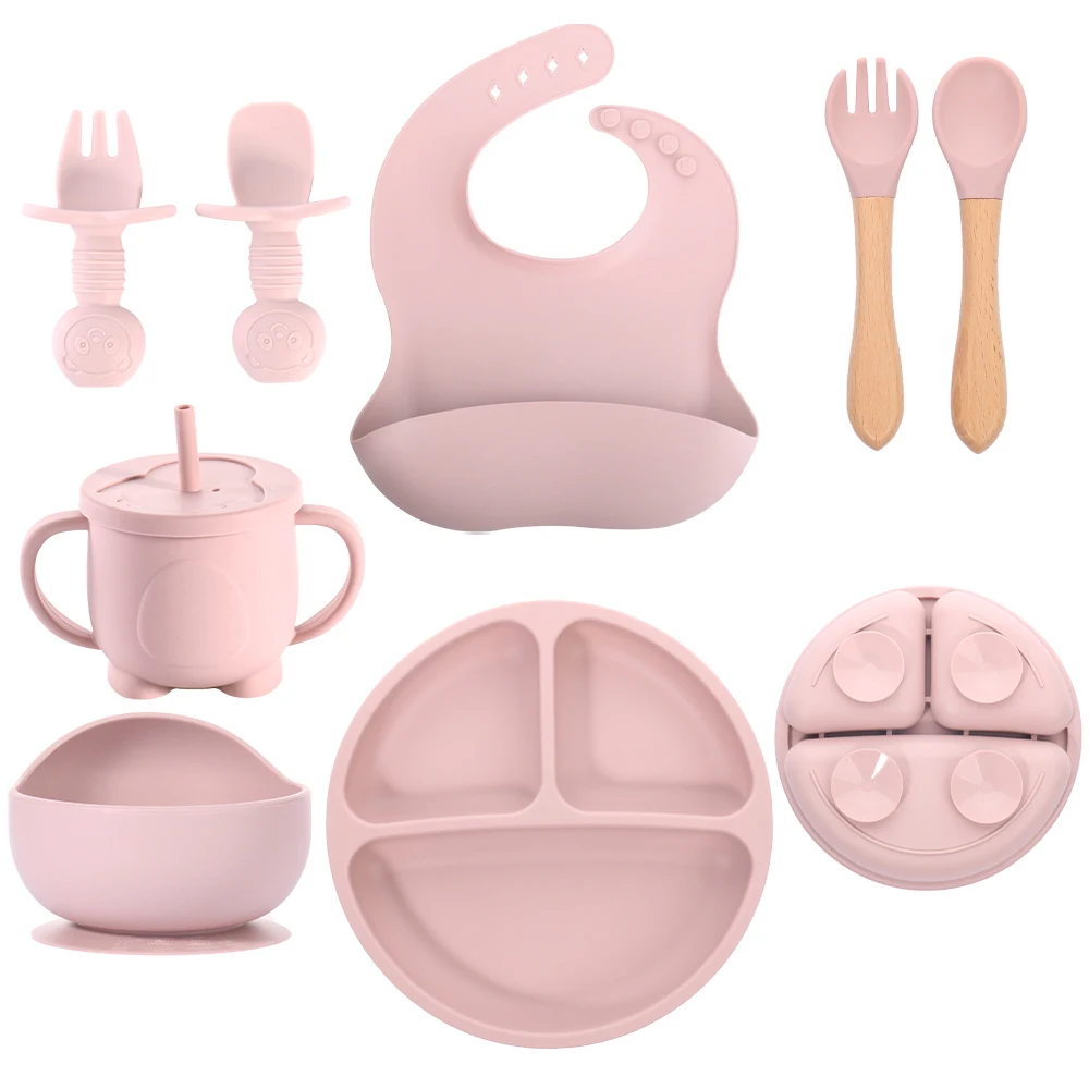 2024 Factory Cheap Price Baby Products Feeding Set Suction Bowl Plate With Spoon And Fork For Training Eating Set