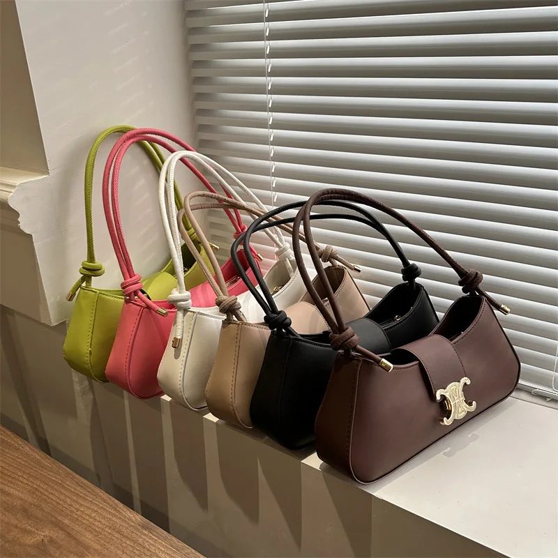 Hot Selling French Underarm Handbag New Solid Color Pu Women Hand Bags 2024 Wholesale